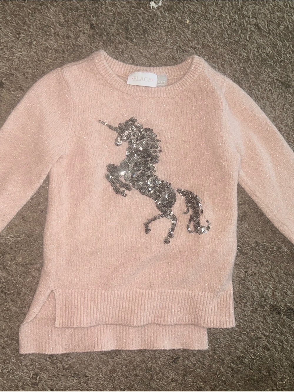 Place Sparkle Unicorn Sweater in Light Pink